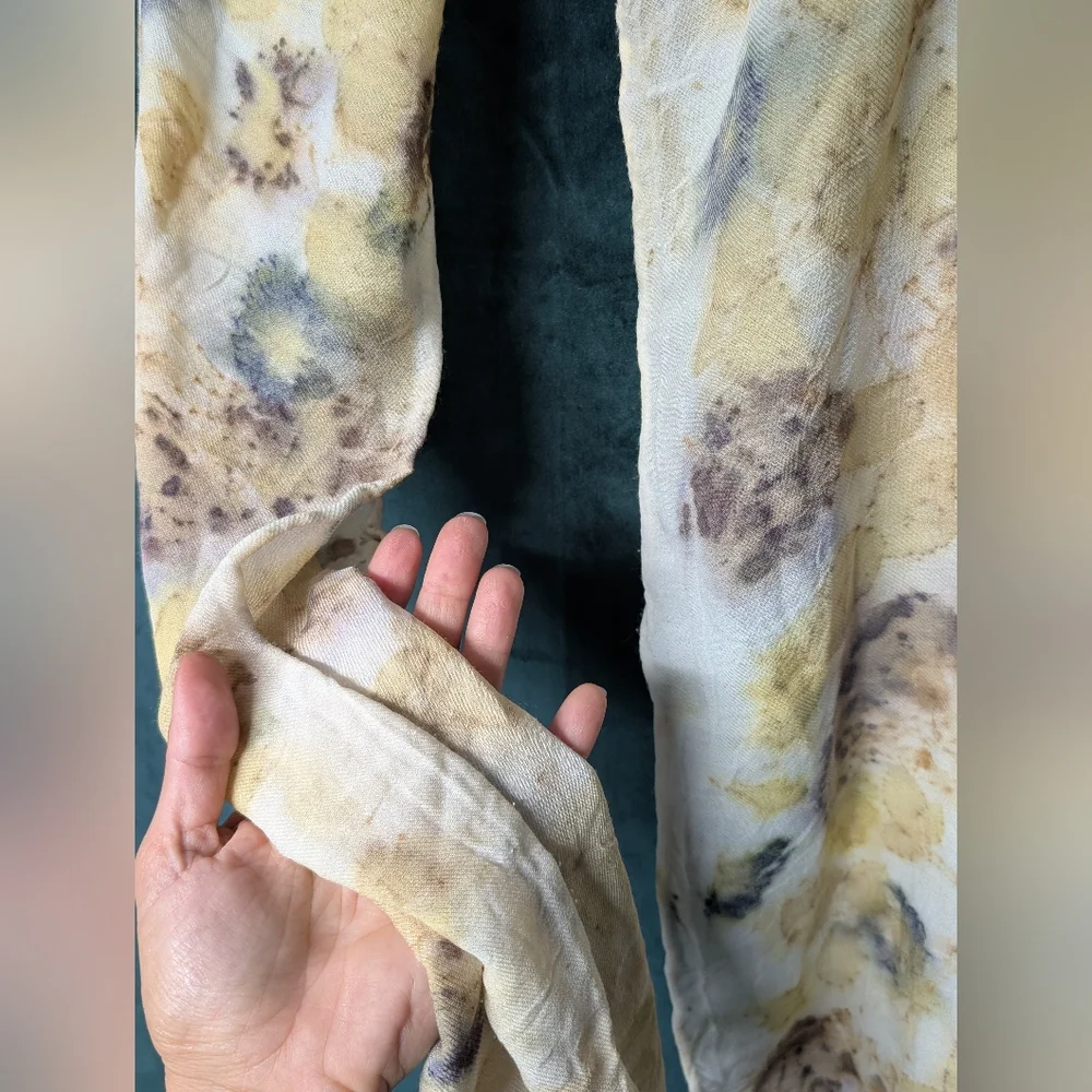Elegant Eco-Printed Hand Dyed Natural Multicolor Scarf